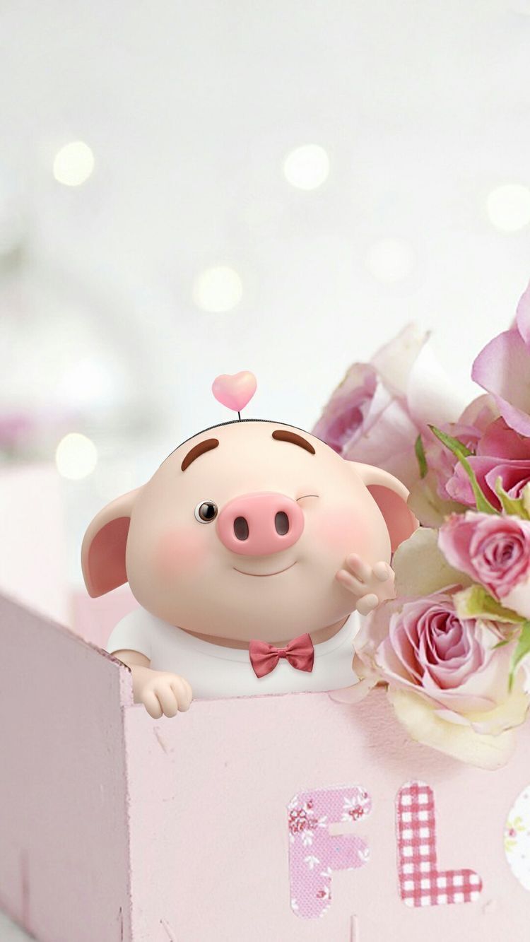 Cute hình nền con heo màu hồng Lãng mạn và dễ thương